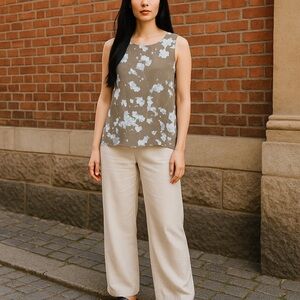 Calvin Klein Light Blue & Beige Tank Top Blouse NWT